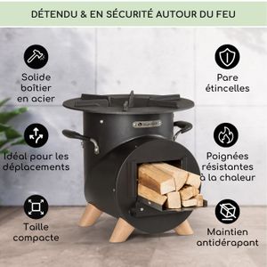 Réchaud Pliable Portable Acier Inox – Réchaud à Bois Pour Camping, Barbecue, Cuisson Extérieur Avec Pochette De Transport
