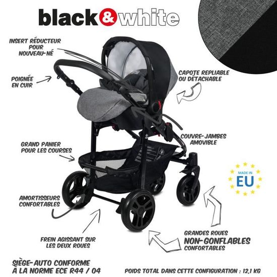 poussette black white