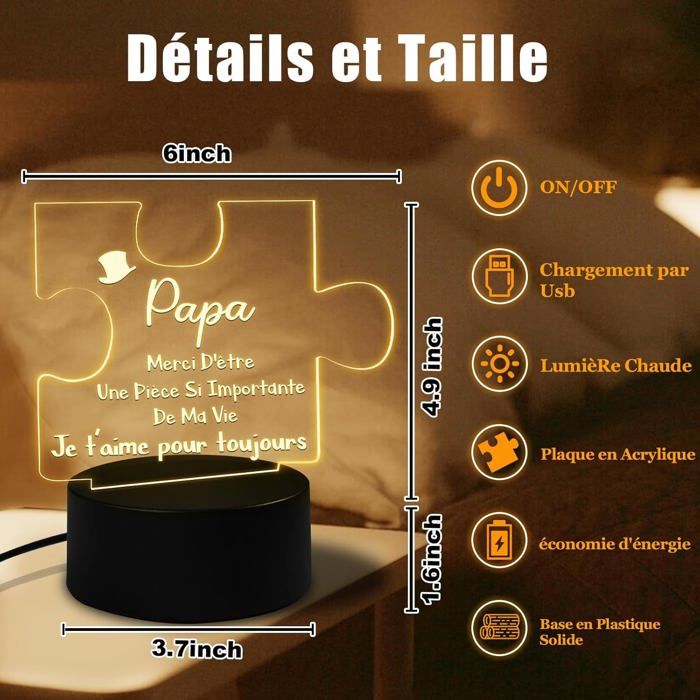 Porte-clés En Bois "Papa" - Cadeau Fête Des Pères, Anniversaire, Noël Personnalisé