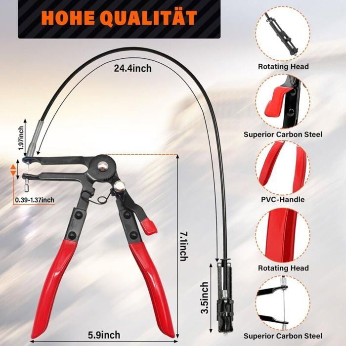Pince à Collier Durite Auto - 2 Pièces - Acier Chrome-Vanadium - Pour Tuyaux Carburant & Refroidissement