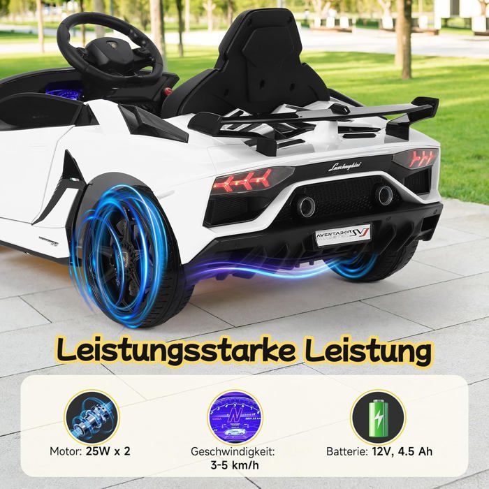 Voiture électrique Enfant Lamborghini Revuelto 12V – Télécommande 2,4G, Portes Hydrauliques, 3-8 Ans