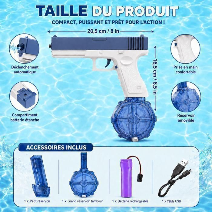 2packs Pistolet à Eau électrique Enfants,Pistolet à Eau Automatique avec Effets Lumineux,Portée de 6-8 m,Longue autonomie. Pistolet - Jeux - Jouets 2packs Pistolet à Eau électrique Enfants,Pistolet à Eau Automatique avec Effets Lumineux,Portée de 6-8 m,Longue autonomie. Pistolet - Jeux - Jouets