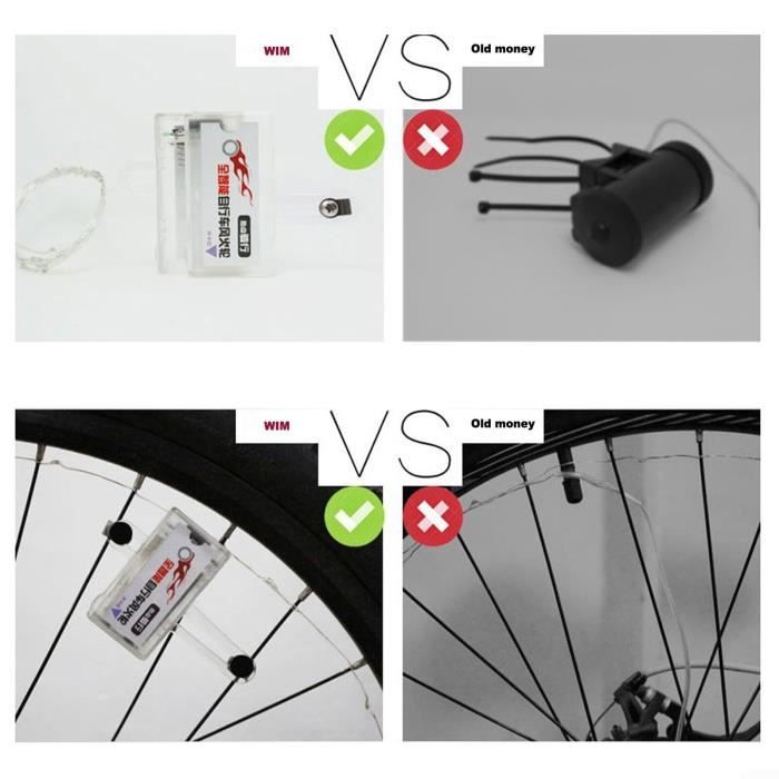 Lot De 2 Lumières LED Pour Rayons De Vélo - 20 LEDs Ultra Brillantes - 3 Modes (fixe, Flash, Clignotant) - Étanche IP65 - Piles AAA Non Incluses