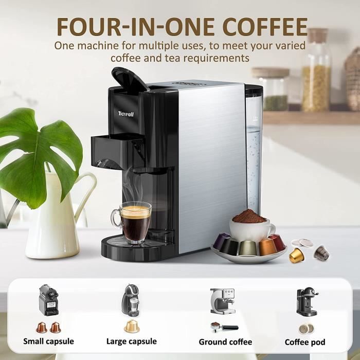 Machine a cafe multi-capsules TICWELL 4 en 1 Programmable, pour Nespresso,  Dolce Gusto cafe capsules, Poudre de cafe, Dosette - Cdiscount  Electroménager