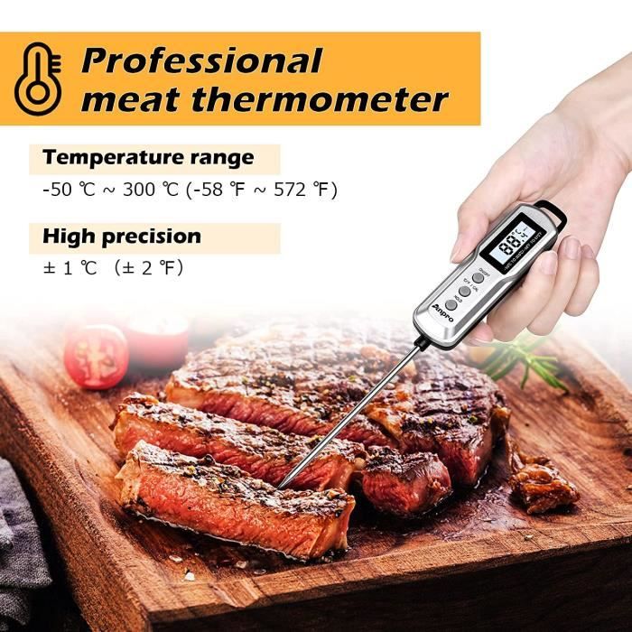 Thermometre cuisine,Thermomètre Cuisson pour Rétroéclairage LCD et