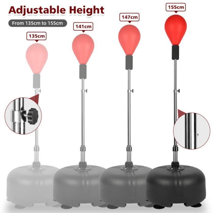 Dripex Punching Ball sur Pied 135-155 cm avec Gants Sac de Frappe