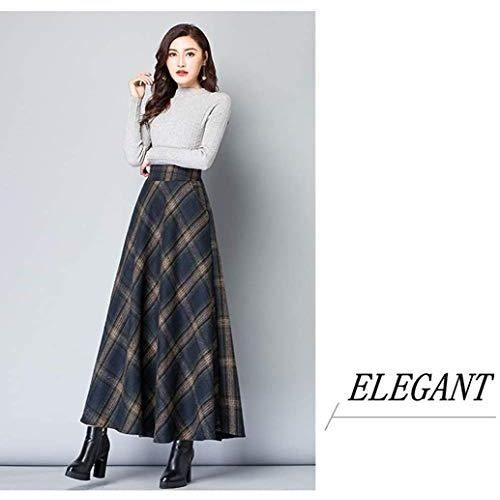 Jupe longue plissee en laine pour femme BININBOX Vintage Plaid Automne Hiver Taille Elastique Noir Cdiscount Pret a Porter