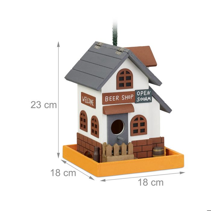 Mangeoire à Oiseaux Relaxdays Avec Support - 120x62x55cm - Bois Sapin - Toit Vert Résistant