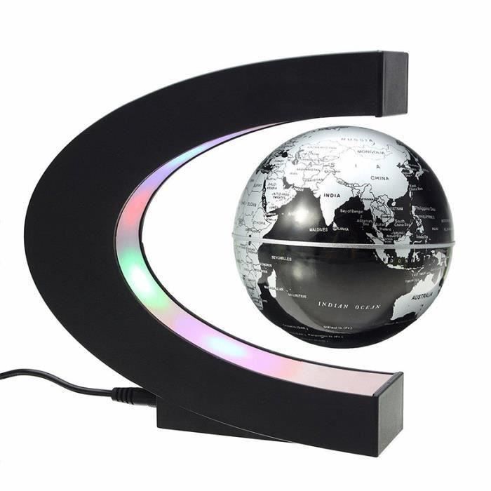 TD® Globe terrestre lumineux enfant magnétique vintage interactif français  lévitation led espace boule de 6 pouces lampe de couleur