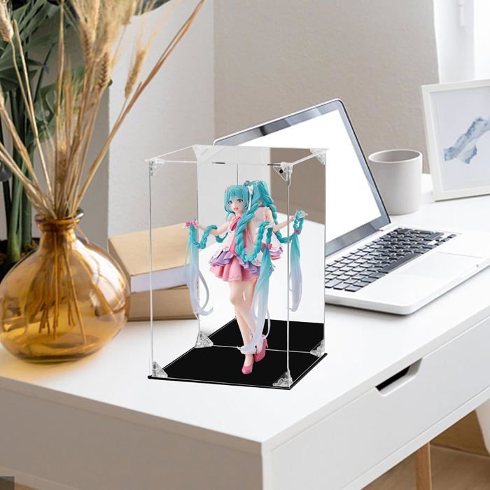 Vitrine en acrylique transparent avec base noire, boîte de présentation robuste en acrylique résistant à la poussière, pour figurines, jouets, objets de collection (20 x 20 x 30 cm Vitrine en acrylique transparent avec base noire, boîte de présentation robuste en acrylique résistant à la poussière, pour figurines, jouets, objets de collection (20 x 20 x 30 cm