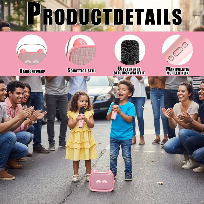 Chennyfun Karaoké Enfant – Mini Enceinte Bluetooth Avec 2 Micros Sans Fil, Effets Magiques Et Lumières LED – Dès 3 Ans