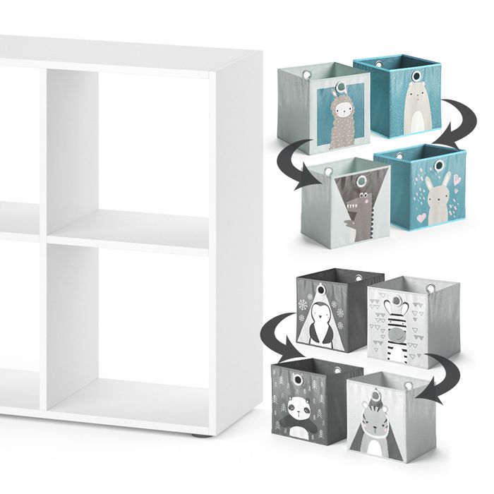 Vicco bibliothèque enfant, blanc, 33.3x162.2cm avec 4 boîtes pliantes Vicco bibliothèque enfant, blanc, 33.3x162.2cm avec 4 boîtes pliantes