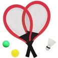 Jeu De Raquettes Jumbo Tennis Badminton Set, 3 in 1 Jeux Exterieur Jouet Plage pour 3 4 Ans (Rouge)-0
