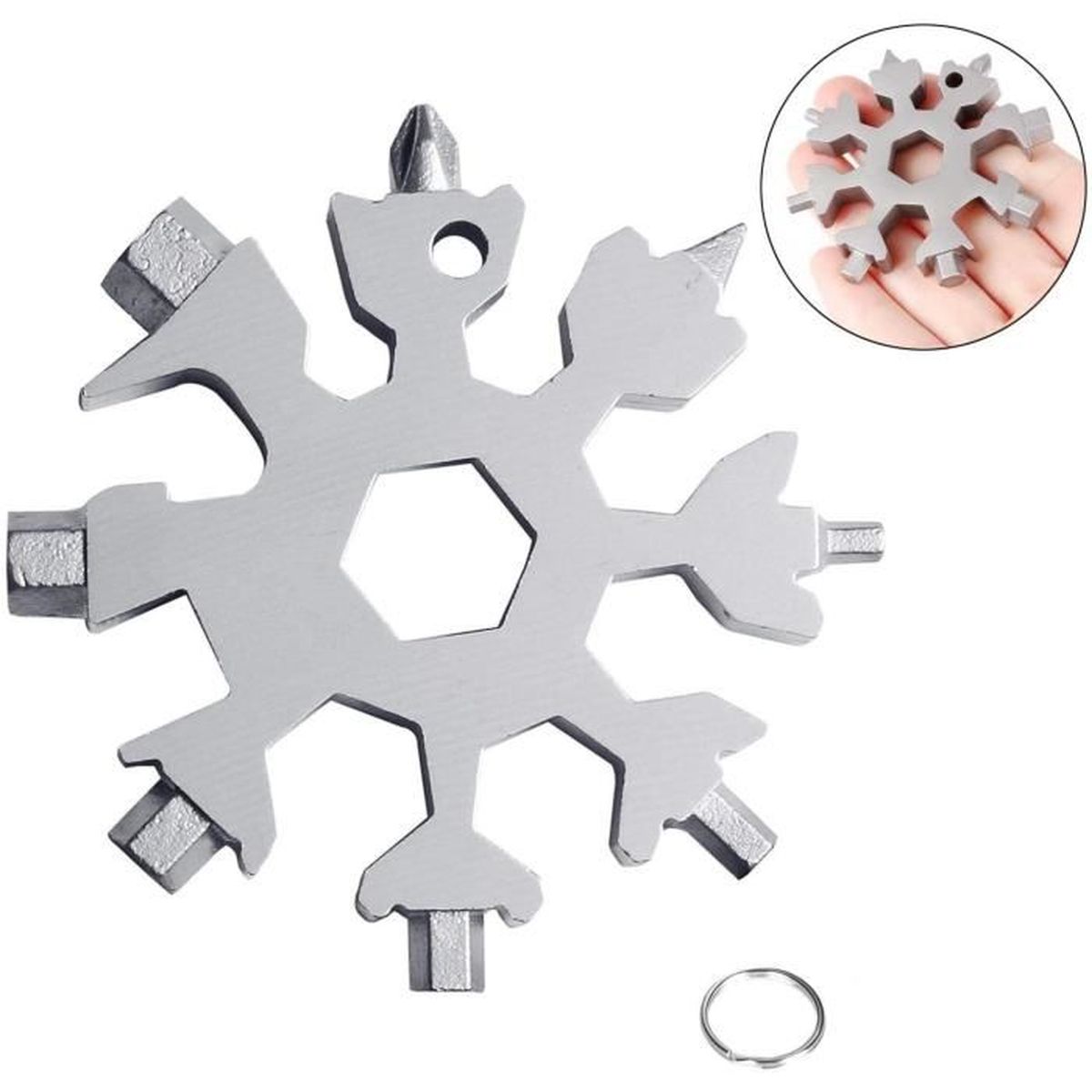 Outil Multifonction Flocon de Neige,18-en-1 Outil Flocon Neige Multifonction,Outil Flocon de Neige,Outil Tout en Un,pour les Voyages Quotidiens Camping Adventure