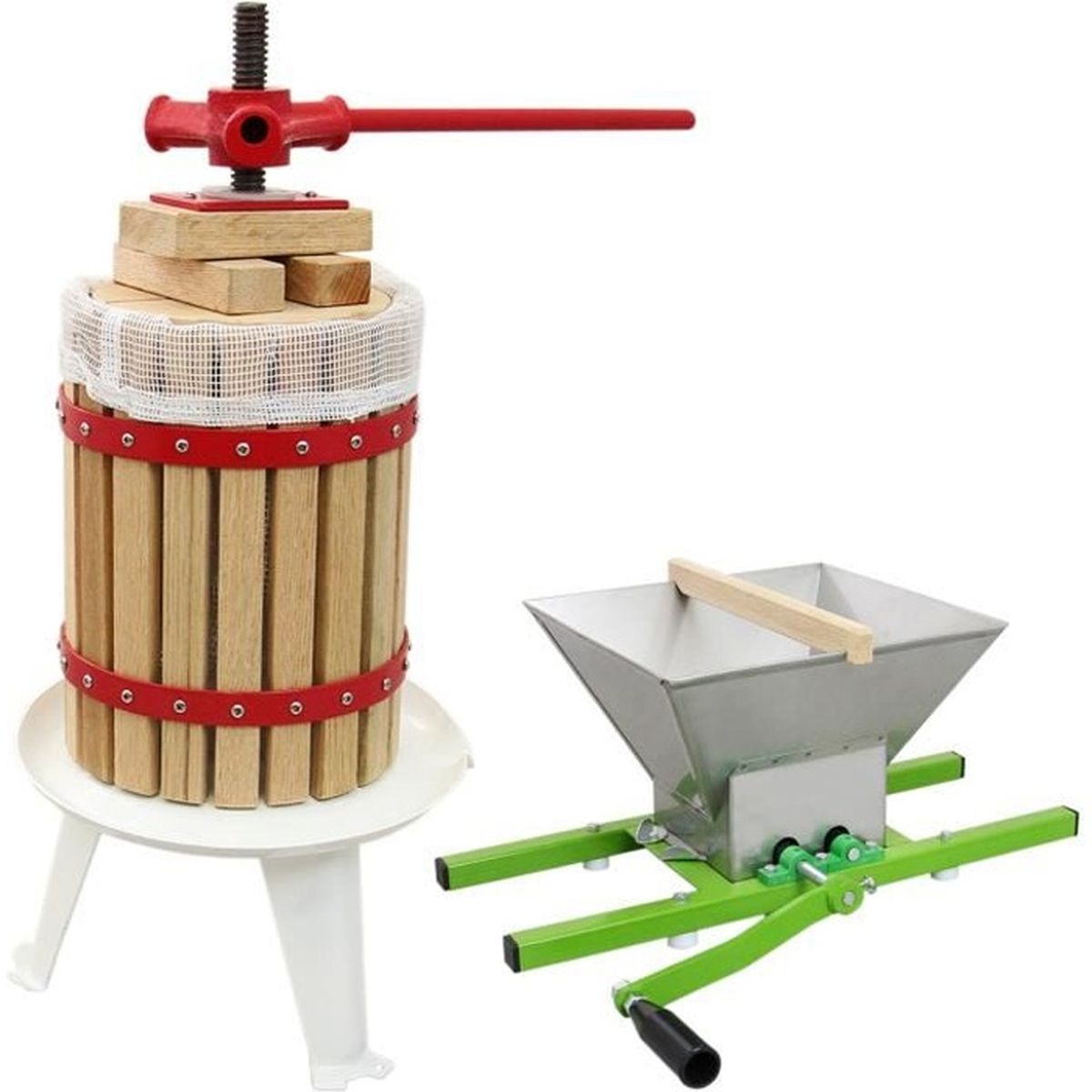 Moulin à Fruits Et Presse 7L AREBOS - Pour Raisins, Baies, Fabrication De Jus Et Vin Maison, Manuel