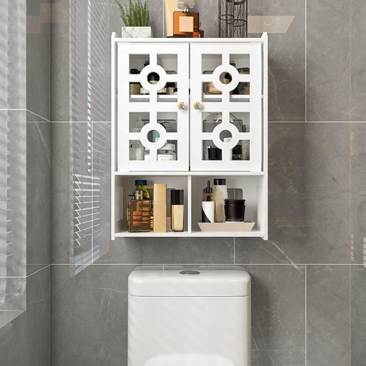 Meuble de salle de bain Brown PVC plastic wood panel 65x48x23cm