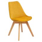 ATMOSPHERA CRÉATEUR D'INTÉRIEUR Chaise "Baya" pieds hêtre velours jaune moutarde - Atmosphera createur d'interieur