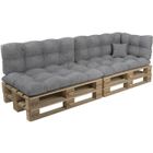 BRAND Coussins palettes Matelassé - Gris - Set 6 pièces COUSSINS DE PALETTES - 100% Polypropylène - Intérieur/Extérieur - POKAR