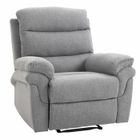 HOMCOM Fauteuil de Relaxation inclinable Manuel avec Repose-Pied Ajustable Tissu Polyester Aspect Lin Gris Clair chiné