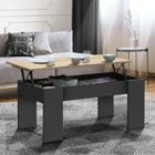 IDMARKET Table basse plateau relevable rectangulaire TARA bois noir et imitation hêtre