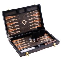 Engelhart- 250544 - Backgammon de luxe 15 pouces - Plaqué en bois d'ébène et vernis - brun