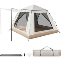 Tente de camping Awning familiale 5-8 pers,pop-up,imperméable,montage facile,anti-UV,2 portes,2 fenêtres