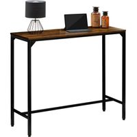 Table haute de bar BRAGA - IDIMEX - Mange-debout comptoir en métal - Plateau en fibres de bois - Brun rustique