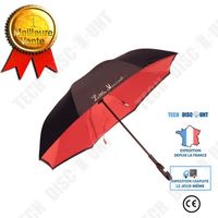 TD® Parapluie inversé polka double nylon ultra résistant imperméable couleur rouge taille universelle 8 baleine protection pluie UV