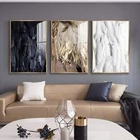 Moderne Noir Blanc Plumes d'or Mur Art Toile Peinture , Affiches et Impressions Image pour Chambre Salon Nordique Décor À La Maison 