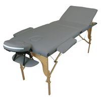 Table de massage pliante 3 zones en bois avec panneau Reiki + Accessoires et housse de transport - Gris - Vivezen