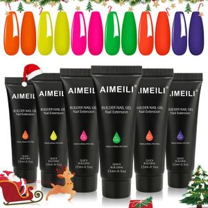 VERNIS A ONGLES AIMEILI Builder Gel Kit Gel Construction Ongle UV 6 Couleurs Extension Ongle Gel Semi Permanent Faux Ongles Kit14