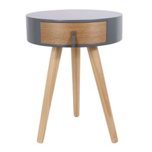 Table De Chevet Charles Bentley Bois Et Metal Ronde