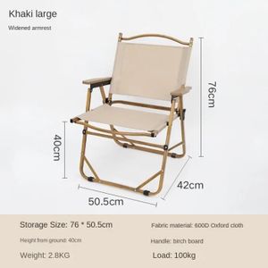 CHAISE DE CAMPING Kaki L - Table et chaise pliantes de camping en plein air, Chaise Kermit en alliage d'aluminium, équipement d