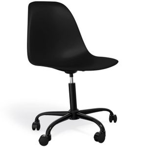 CHAISE DE BUREAU Chaise de bureau à roulettes - Brielle Noir - Accoudoirs - Design scandinave