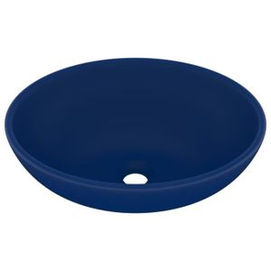 LAVABO - VASQUE Lavabo ovale de luxe en céramique bleu foncé mat MEN - 40x33 cm - Design moderne et élégant