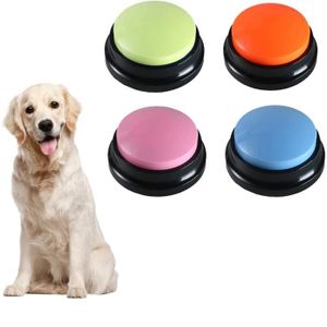 Sporgo Lot de 4 buzzers avec fonction d'enregistrement Buzzer avec son :  boutons de parole pour chien, bouton buzzer interactif, avec fonction d' enregistrement pour chiens et chiens : : Animalerie