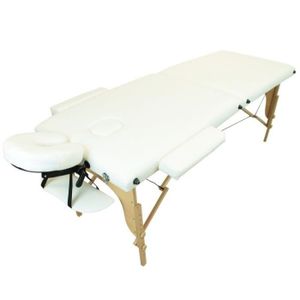TABLE DE MASSAGE - TABLE DE SOIN Table de massage pliante 2 zones en bois avec panneau Reiki + Accessoires et housse de transport - Blanc - Vivezen