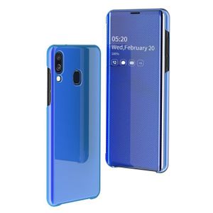Miroir Coque pour Samsung Galaxy A40 Coque Flip Case,Clear View Case Placage Miroir Effet Coque à Rabat Magnétique PU Cuir Anti Choc Housse Etui Protection pour Galaxy A40,Rose Gold 