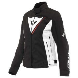 Blouson de moto Dainese Veloce Lady D-Dry Jacket, Veste Moto Textile, Femme, Noir-Blanc-Rouge Lave, 38
