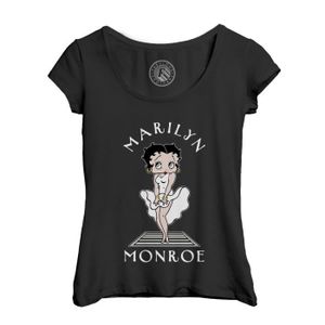 T-SHIRT T-shirt Femme Col Echancré Noir Marilyn Boop Betty Monroe Parodie Film Series Star Cinema