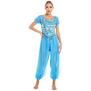 Costume de danse orientale avec pantalon bleu