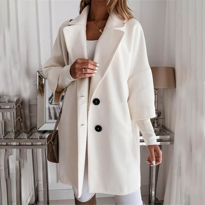 manteau blanc femme long