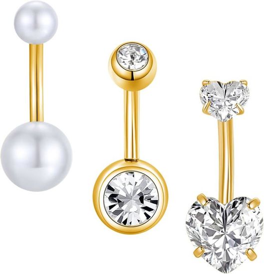 Piercing Nombril 14G En Acier Chirurgical 316L - Lot De 3 Designs Différents - 8