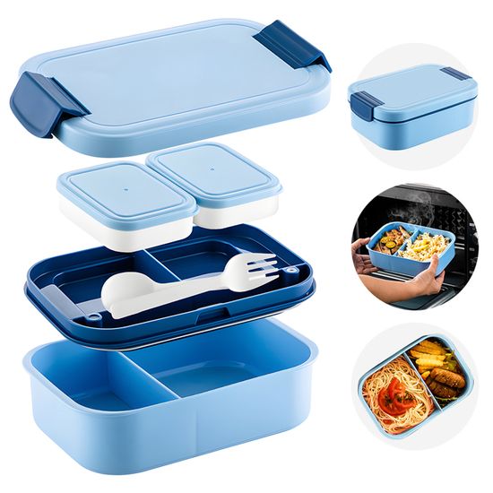 Boîte Bento 3 En 1 – 2800 Ml – Compartiments Amovibles – Sac Isotherme Inclus – Anti-fuite – Sans BPA – Vert - 8