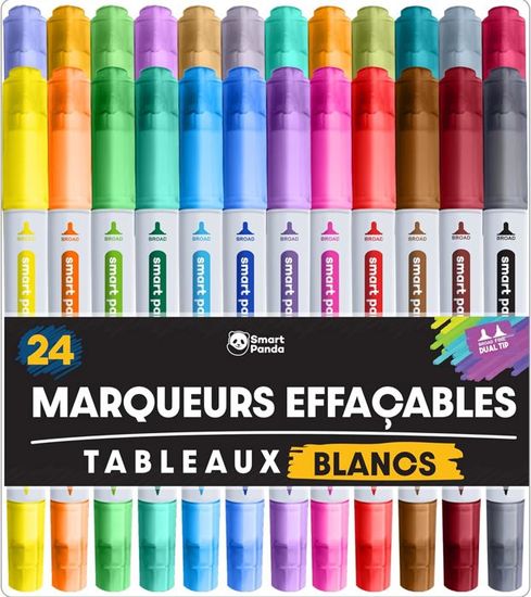 8 Feutres Craie Liquide Effaçables à L'Eau - Marqueurs Pointe Fine Pour Tableaux Vitres, Ardoises - Multicolores