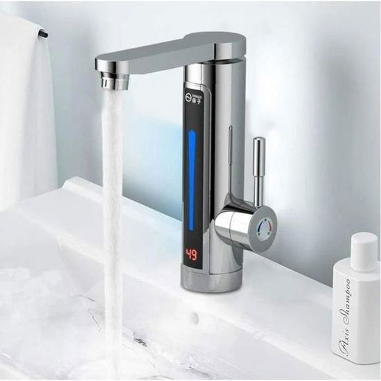 NIKJEBDF Robinet avec chauffe-eau instantané 3 KW, robinet LED IPX4