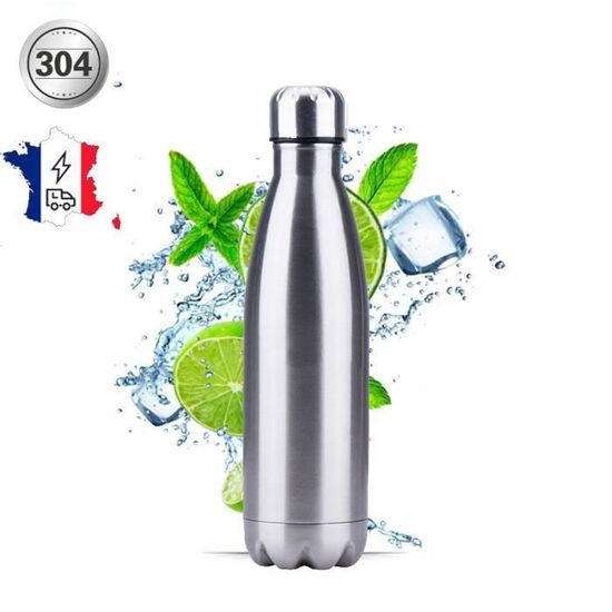 Gourde INOX 500 ML | Bouteille isotherme | Thermos cafe isotherme | Gourde réutilisable | Gourde Acier Inoxydable