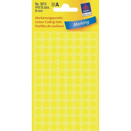 Pastilles Autocollantes Avery Zweckform 3177 - 416 Points Ronds De 8 Mm, Mat Orange, Pour Calendrier Et Organisation
