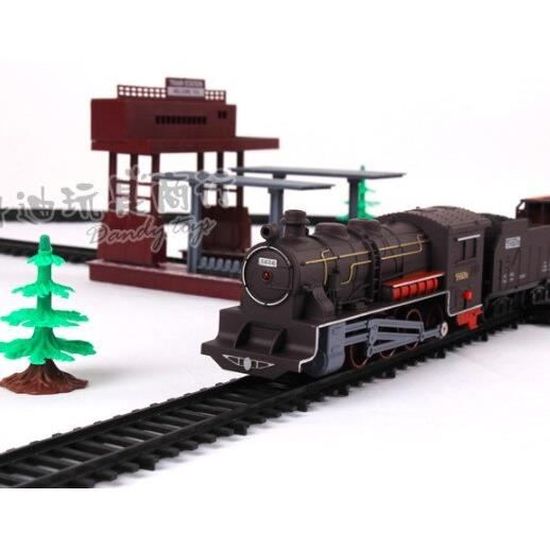 deAO Train pour Sapin de Noël, Train électrique Classique avec Rail Ovale | Vapeur Nostalgique, Plastique ABS, Locomotive + 3 Wagons avec LED, avec Vapeur et Son, Cadeau Parfait pour Enfants 3