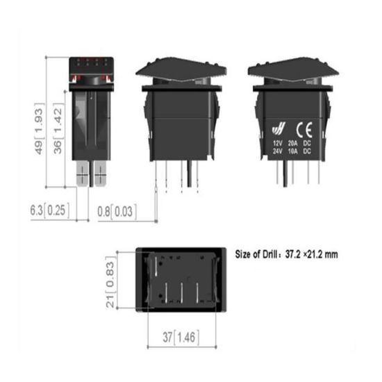 WARFEL Interrupteur 1 Pc HY12-9-3 6 Broches Interrupteur à Bascule